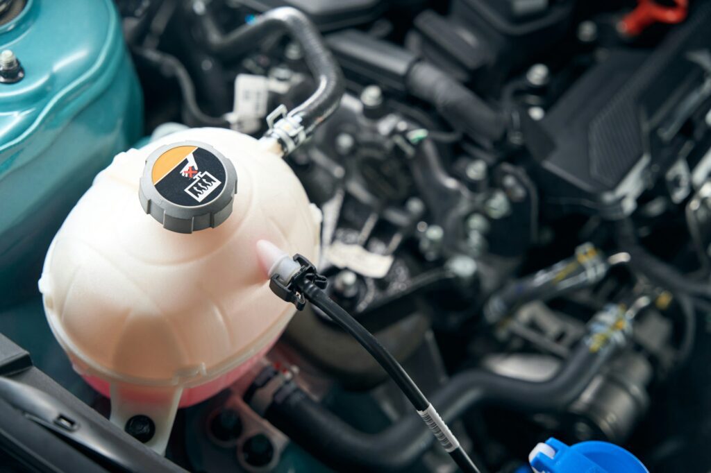 Details of the car under open hood